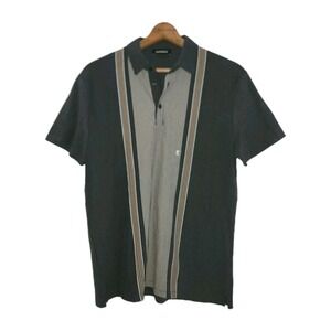 Express Shirt Mens M  Charcoal GrayVertical Stripe  Polo 100% Cotton Solid Back